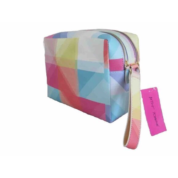 Betsey Johnson CBJ-1084 Women's Multi Color Block Weekender Cosmetic Case - Picture 2 of 8